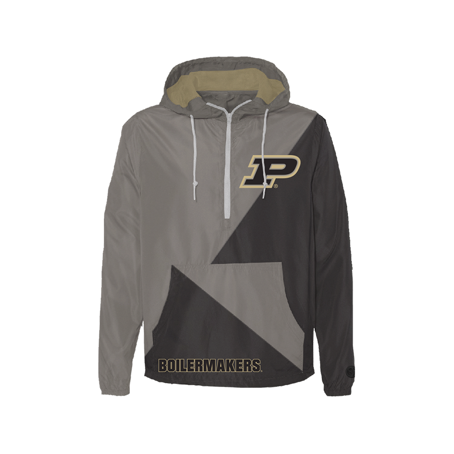Gray; black Purdue Boilermakers Windbreaker - Official NCAA Licensed Collegiate Apparel