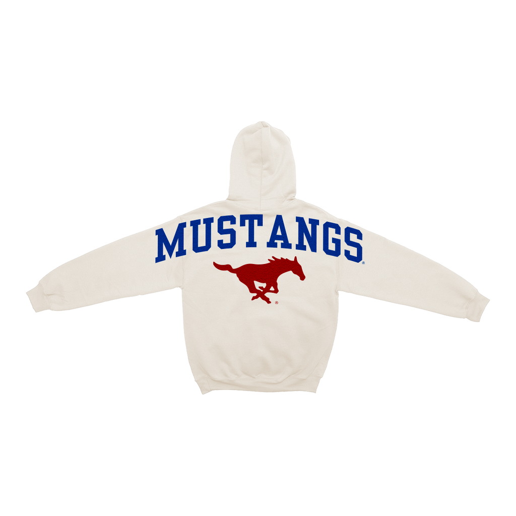 SMU Mustangs Bone Chenille Pullover Hoodie
