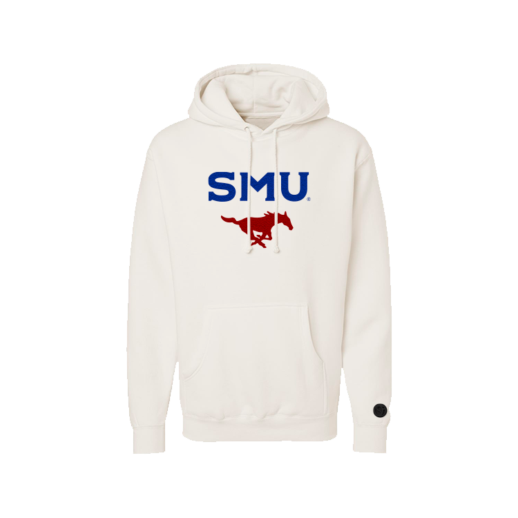 SMU Mustangs Bone Chenille Pullover Hoodie