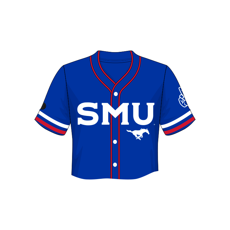 SMU Mustangs Fashion Cropped Baseball Jersey