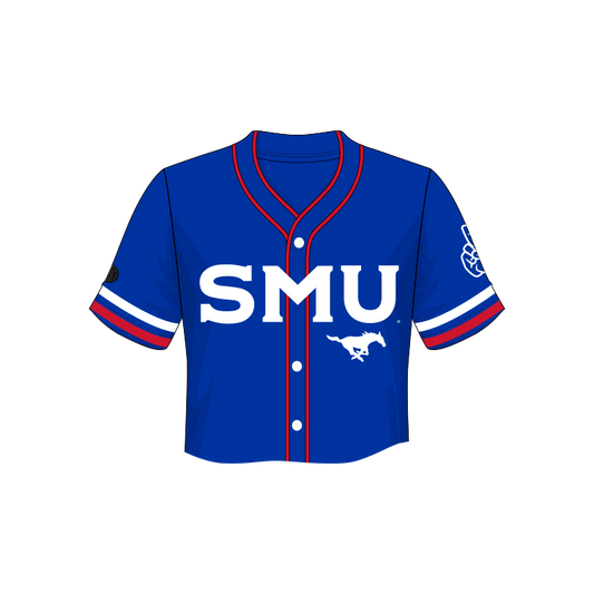 SMU Mustangs Fashion Cropped Baseball Jersey