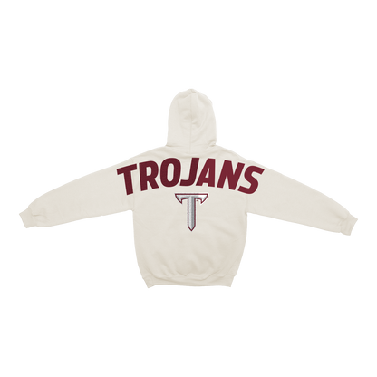 Troy Trojans Bone Chenille Pullover Hoodie