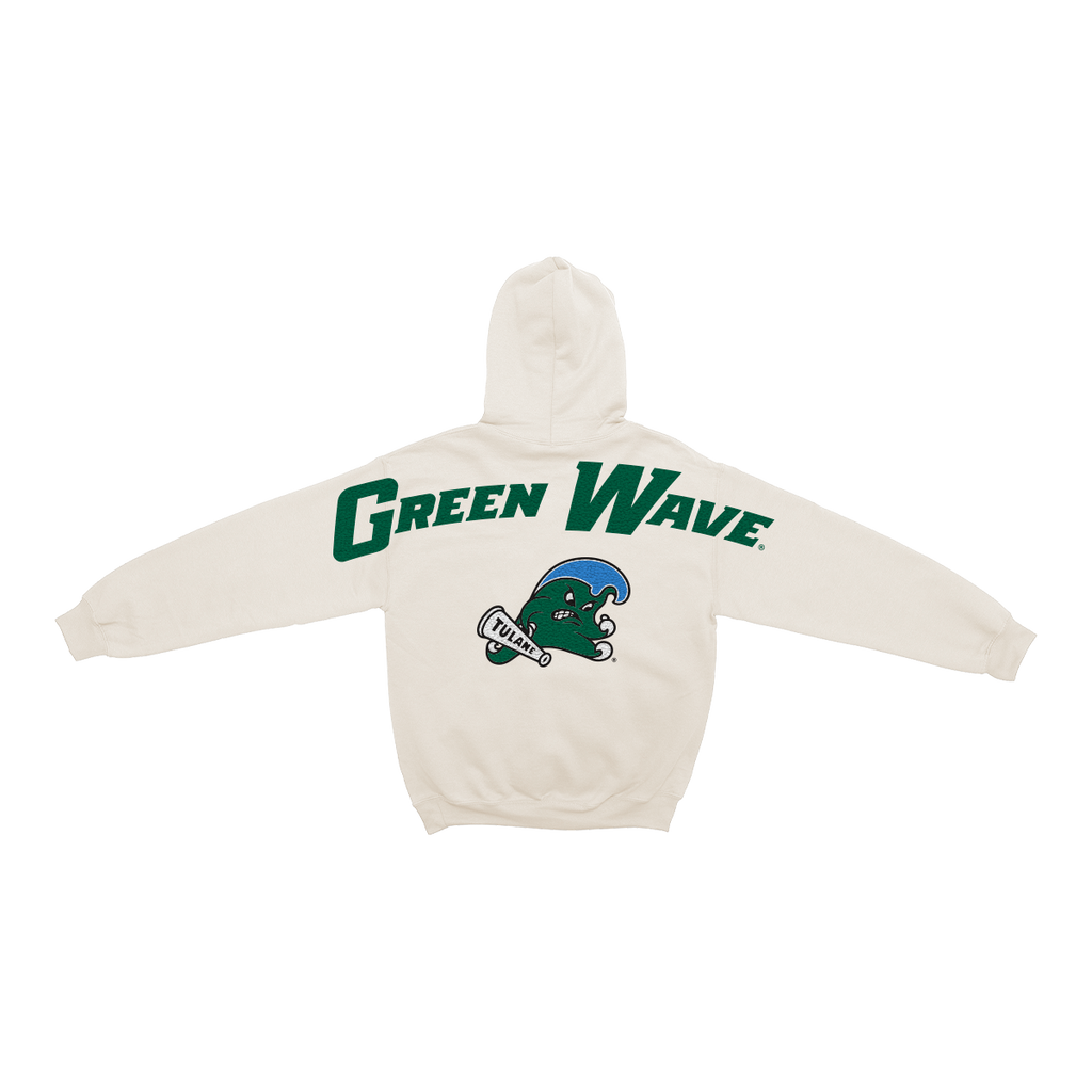 Tulane Green Wave Bone Chenille Pullover Hoodie