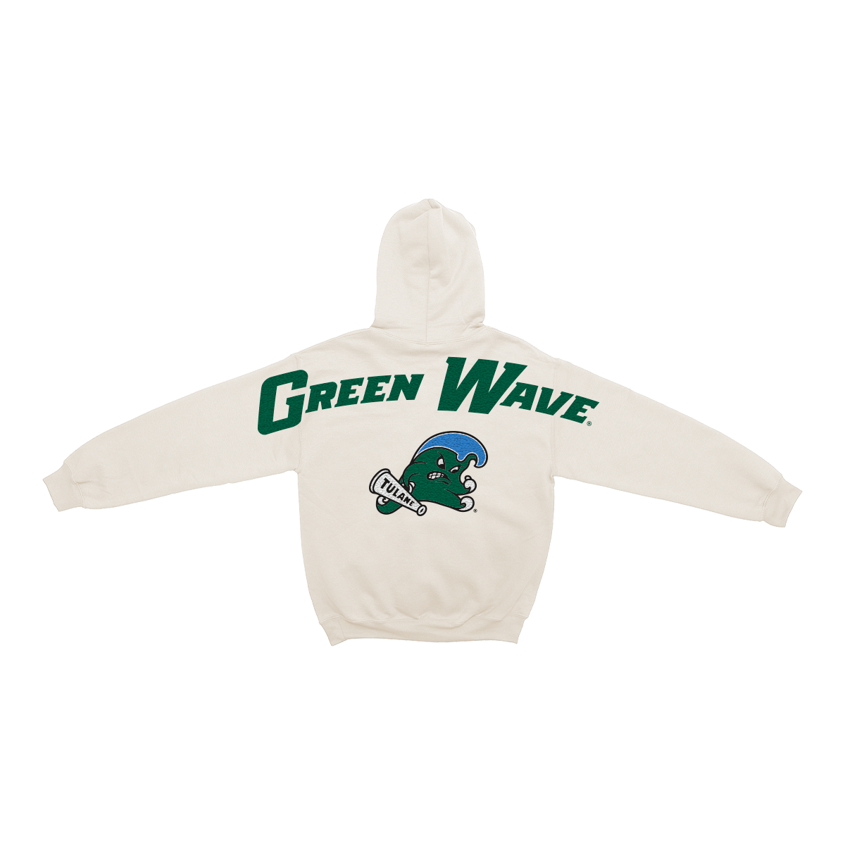 Tulane Green Wave Bone Chenille Pullover Hoodie