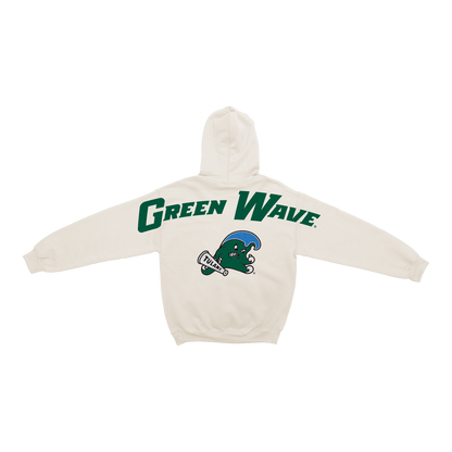 Tulane Green Wave Bone Chenille Pullover Hoodie