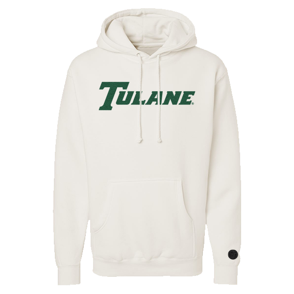 Tulane Green Wave Bone Chenille Pullover Hoodie