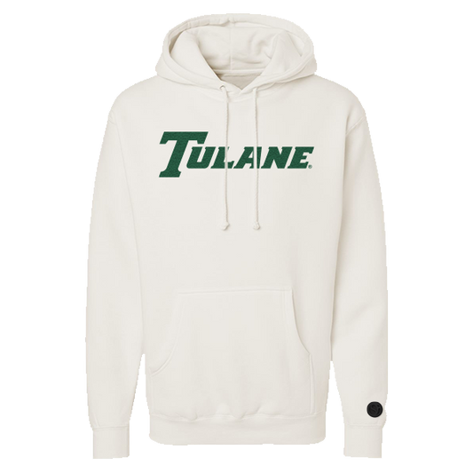 Tulane Green Wave Bone Chenille Pullover Hoodie