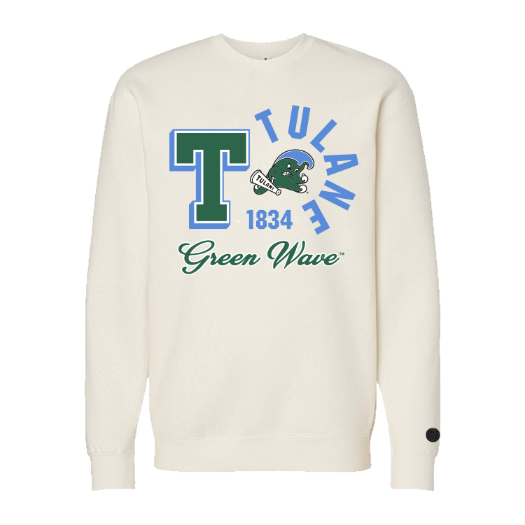 Bone Tulane University Green Wave Crewneck - Official NCAA Licensed Collegiate Apparel