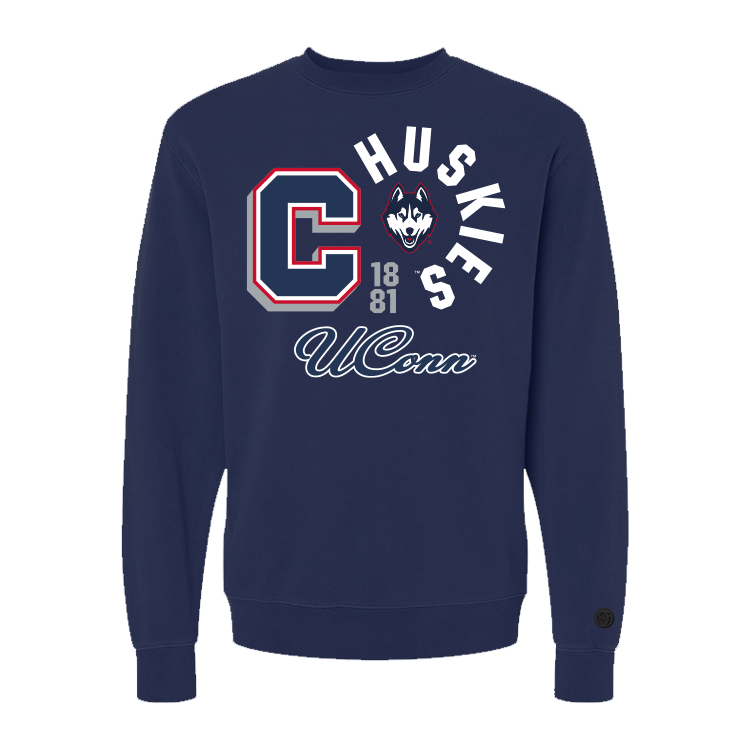 Navy; blue UConn Huskies Crewneck - Official NCAA Licensed Collegiate Apparel