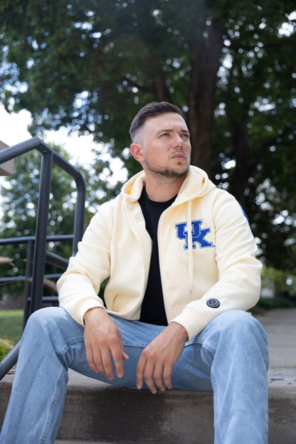 Chaqueta con cremallera de chenilla color hueso de los Kentucky Wildcats