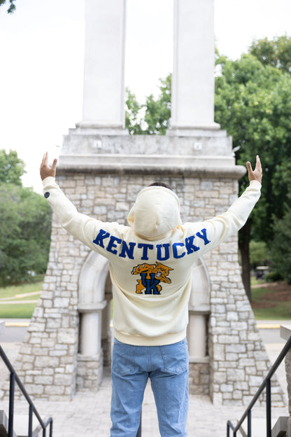 Chaqueta con cremallera de chenilla color hueso de los Kentucky Wildcats
