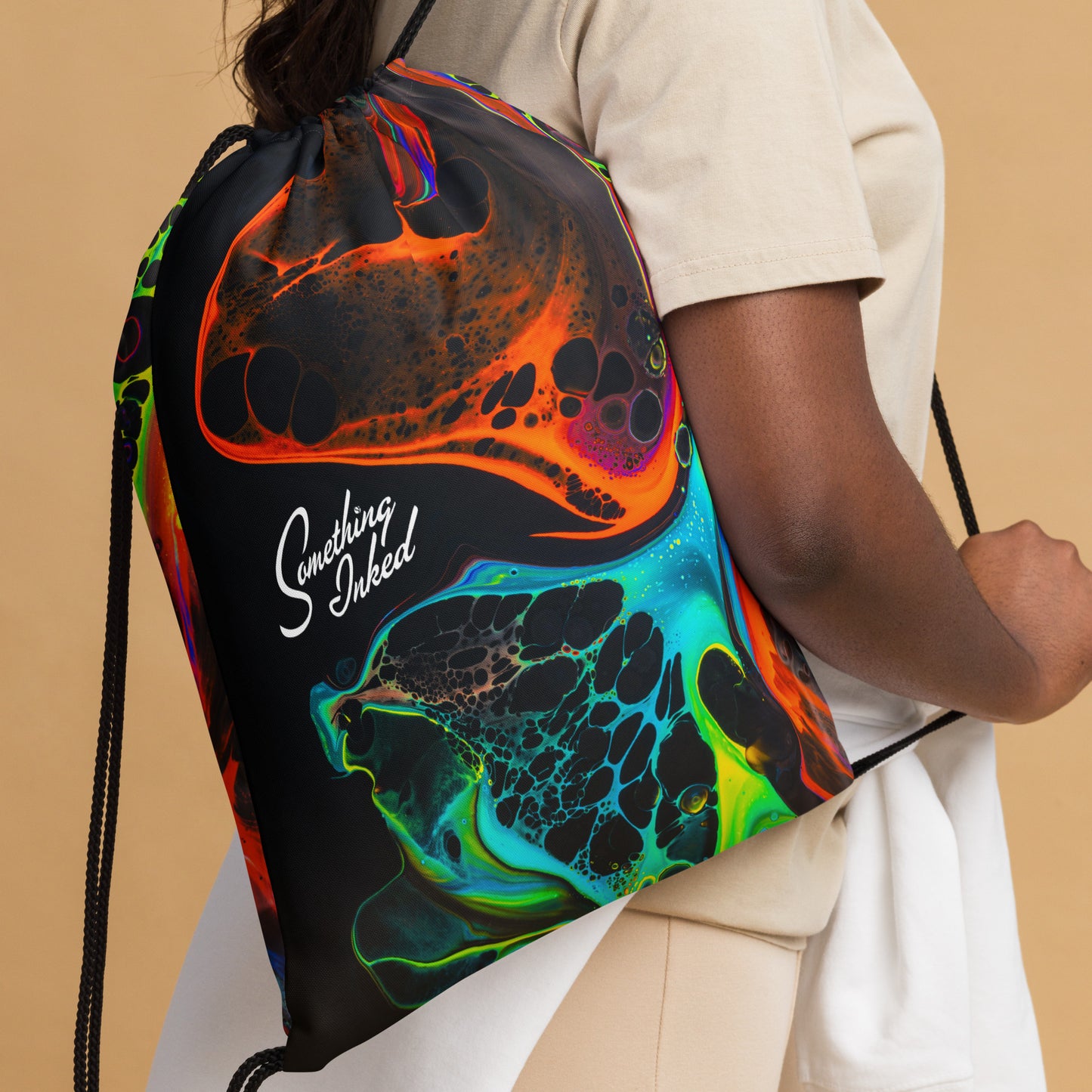 Ink Spill Drawstring Bag