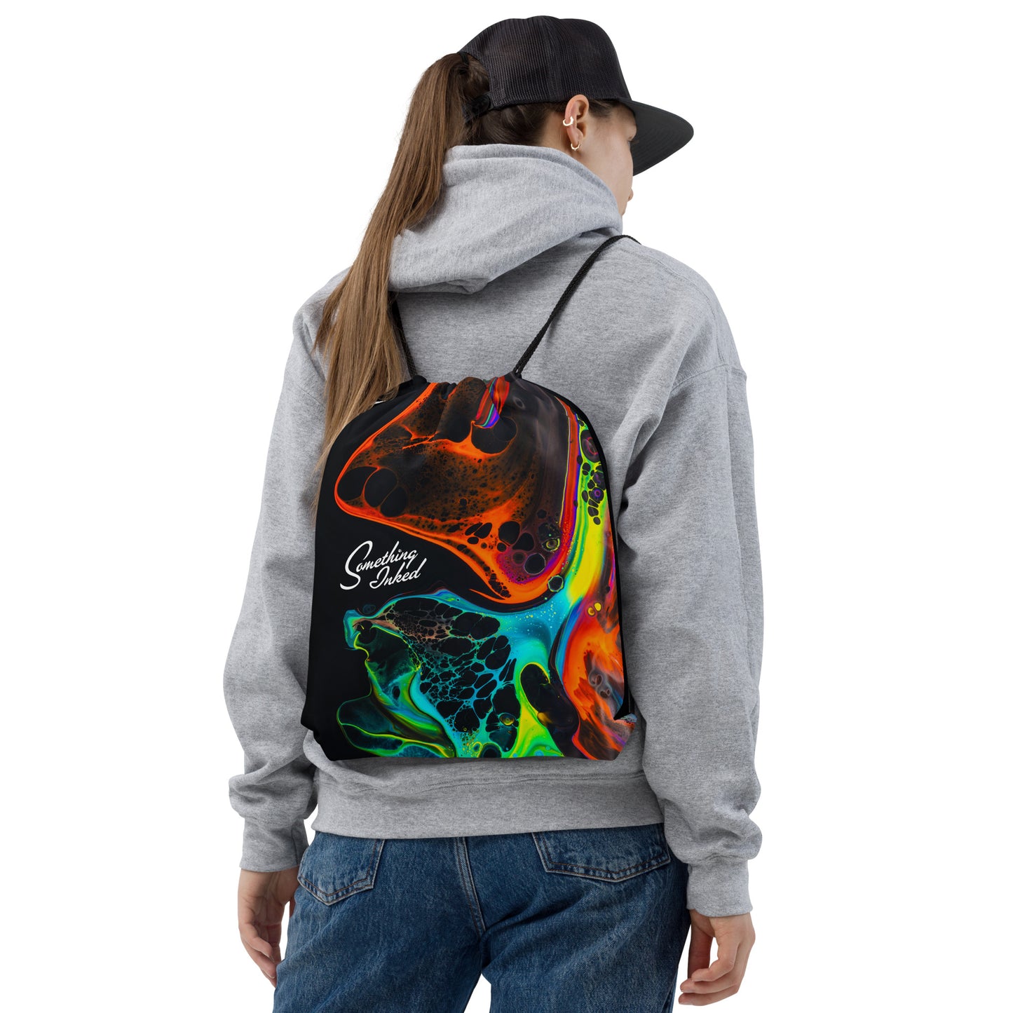 Ink Spill Drawstring Bag