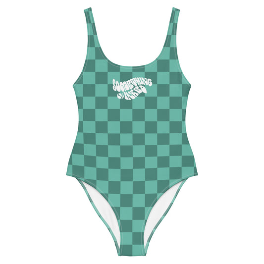 Green Checker One-Piece Swimsuit