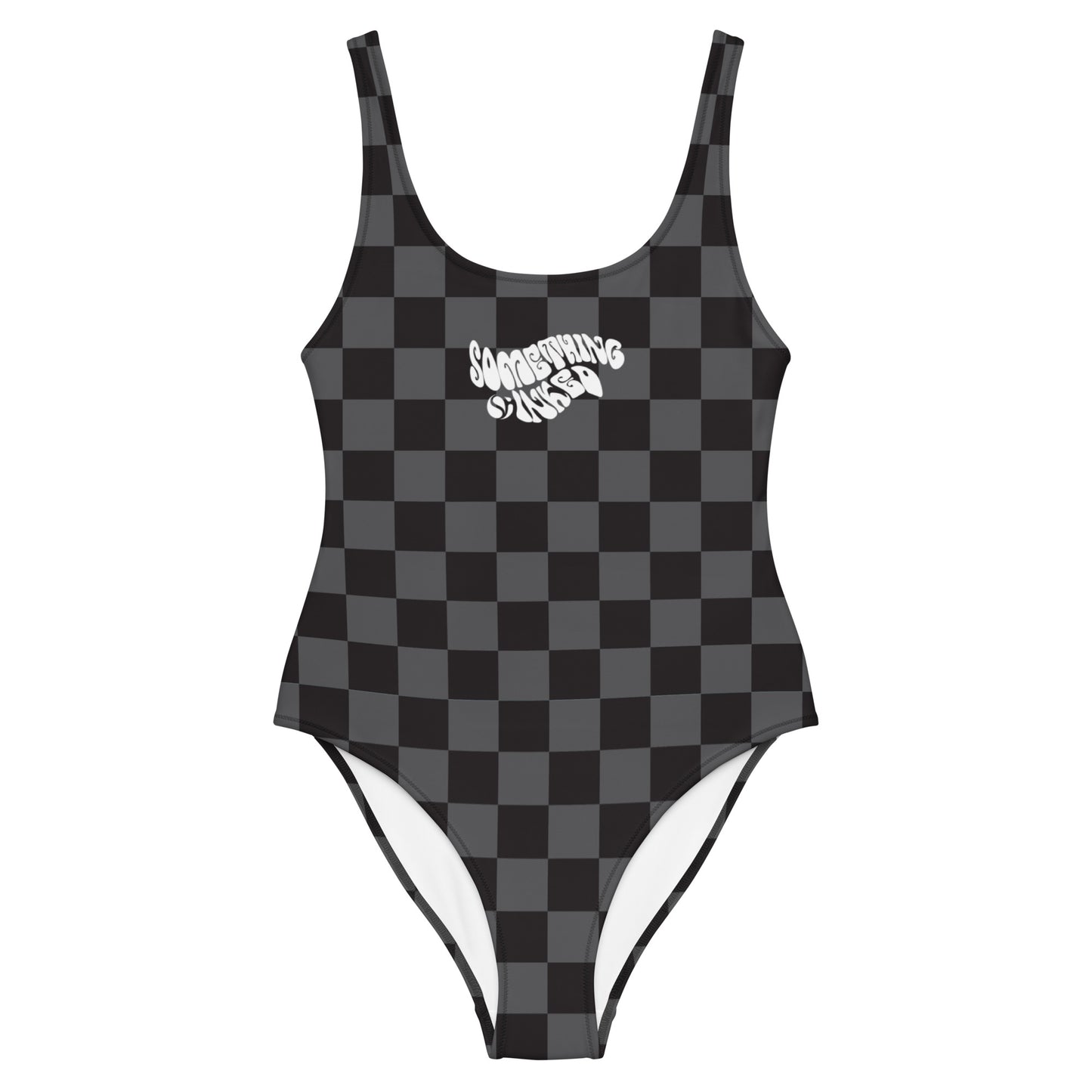 Black Checker One-Piece Swimsuit