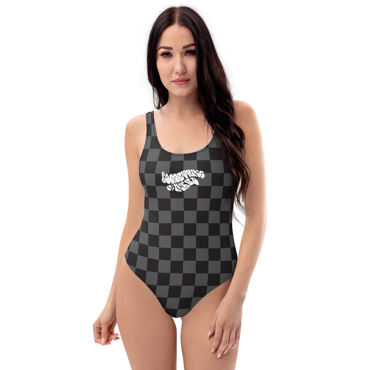 Black Checker One-Piece Swimsuit