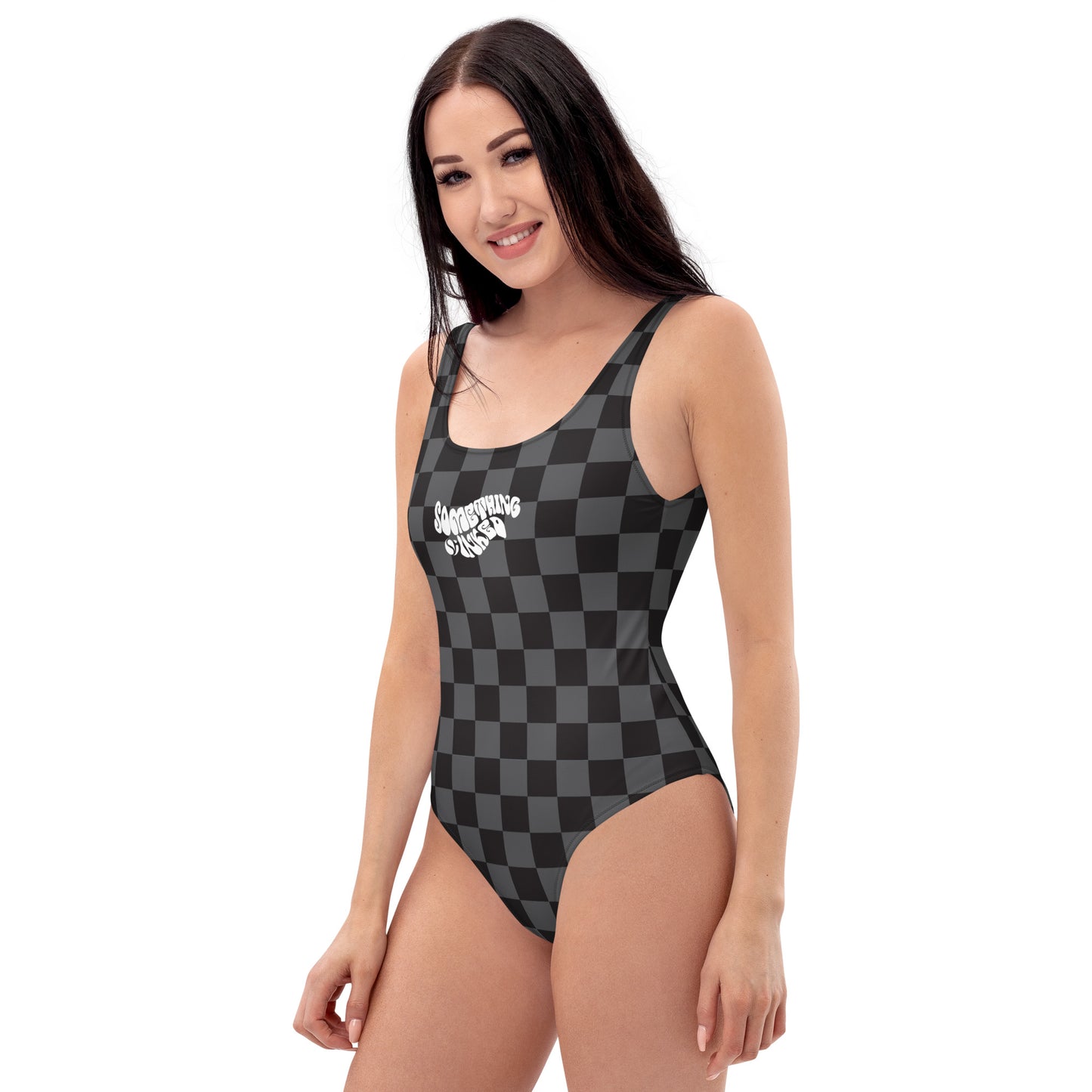 Black Checker One-Piece Swimsuit