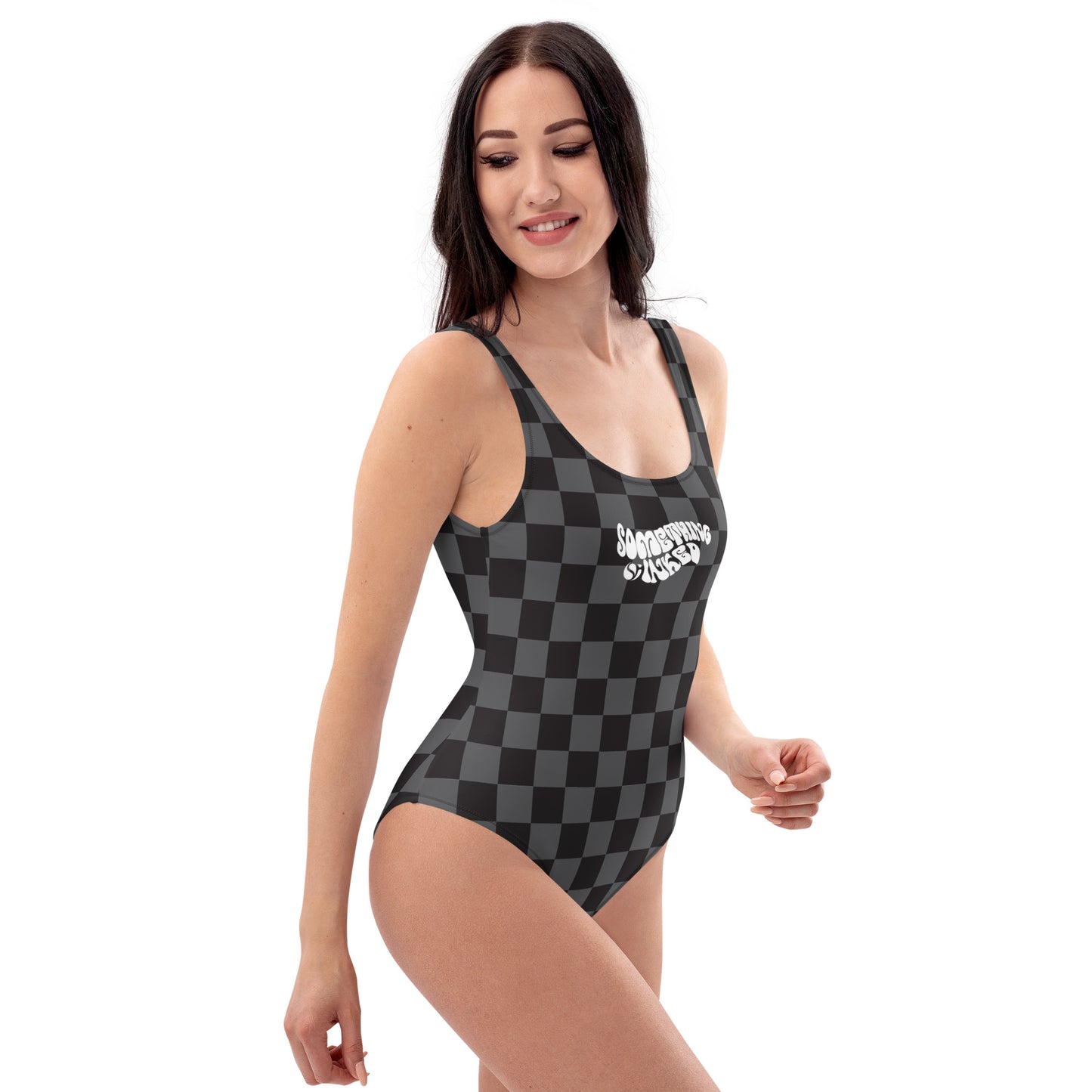 Black Checker One-Piece Swimsuit