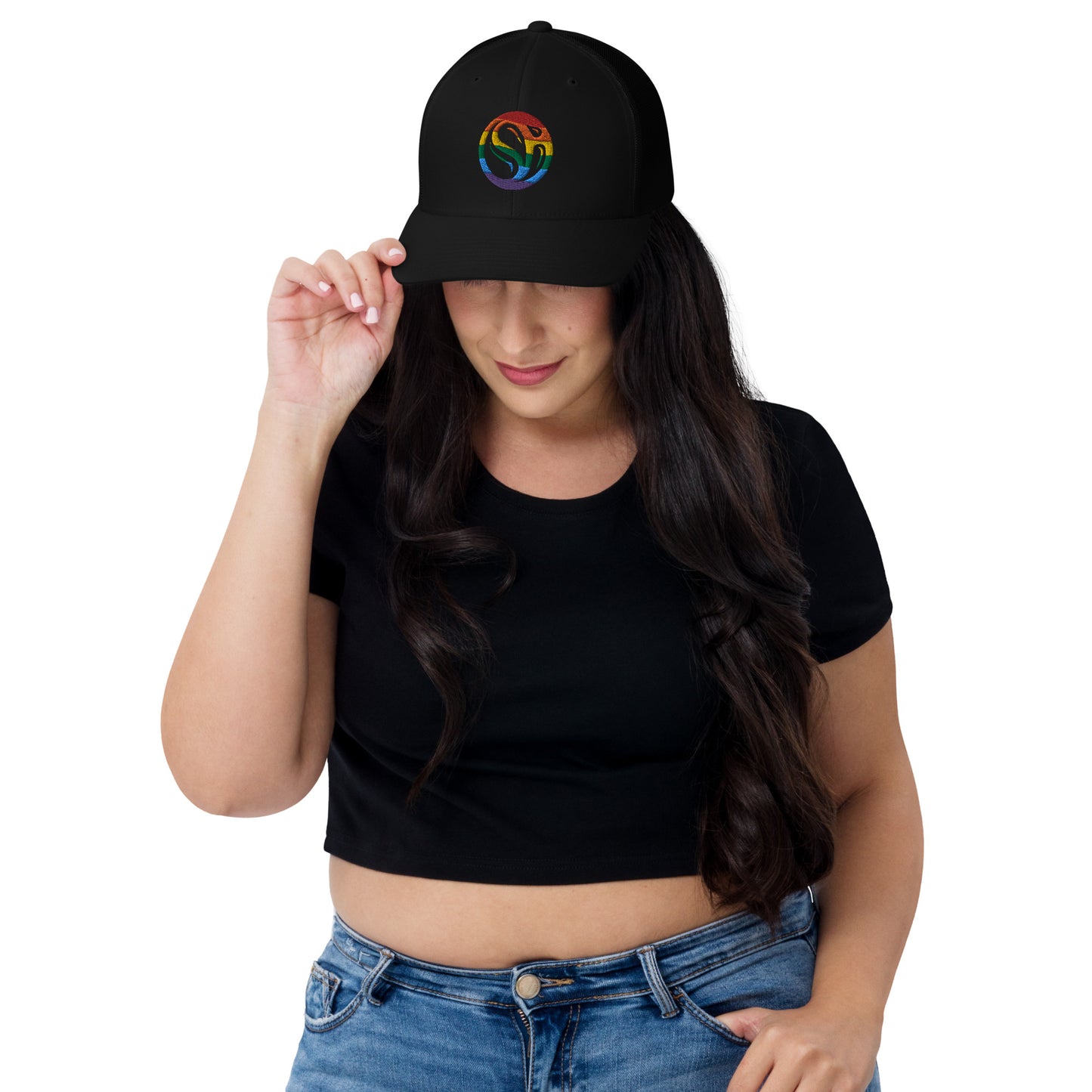 Rainbow Embroidered Trucker Cap