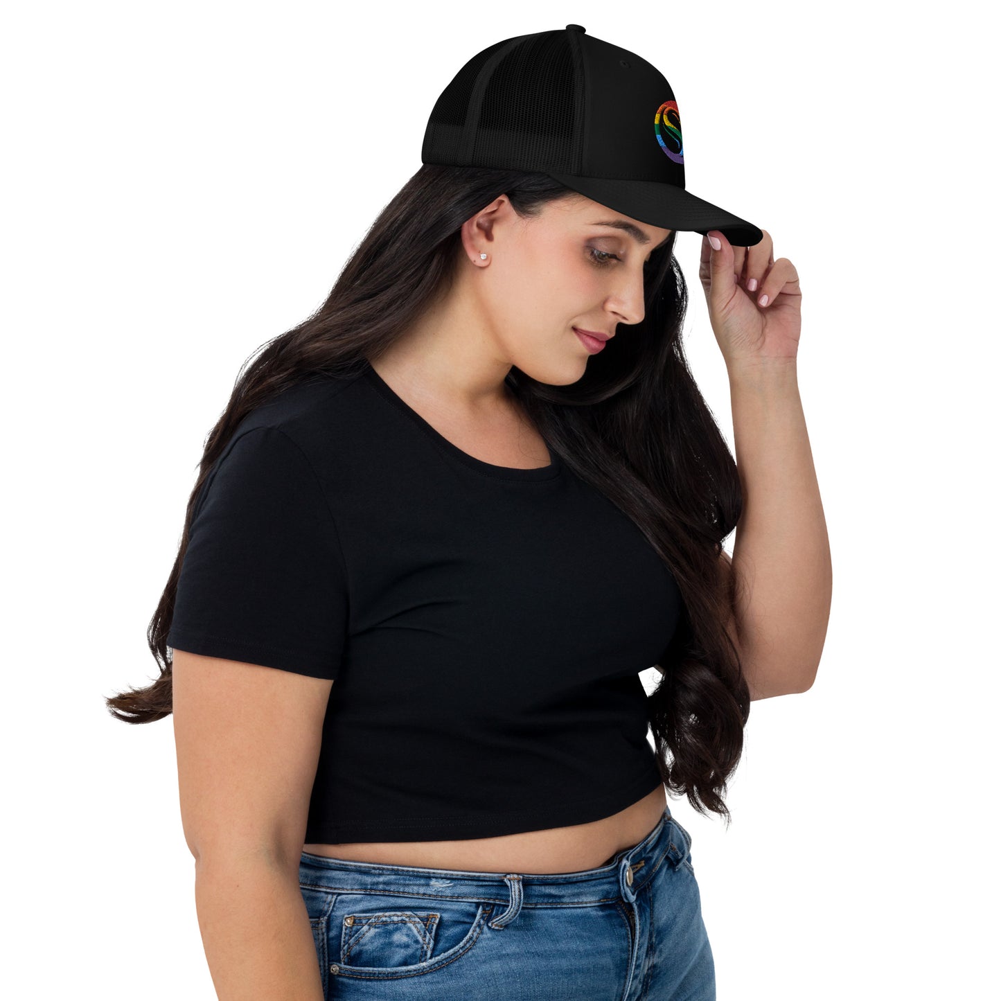 Rainbow Embroidered Trucker Cap