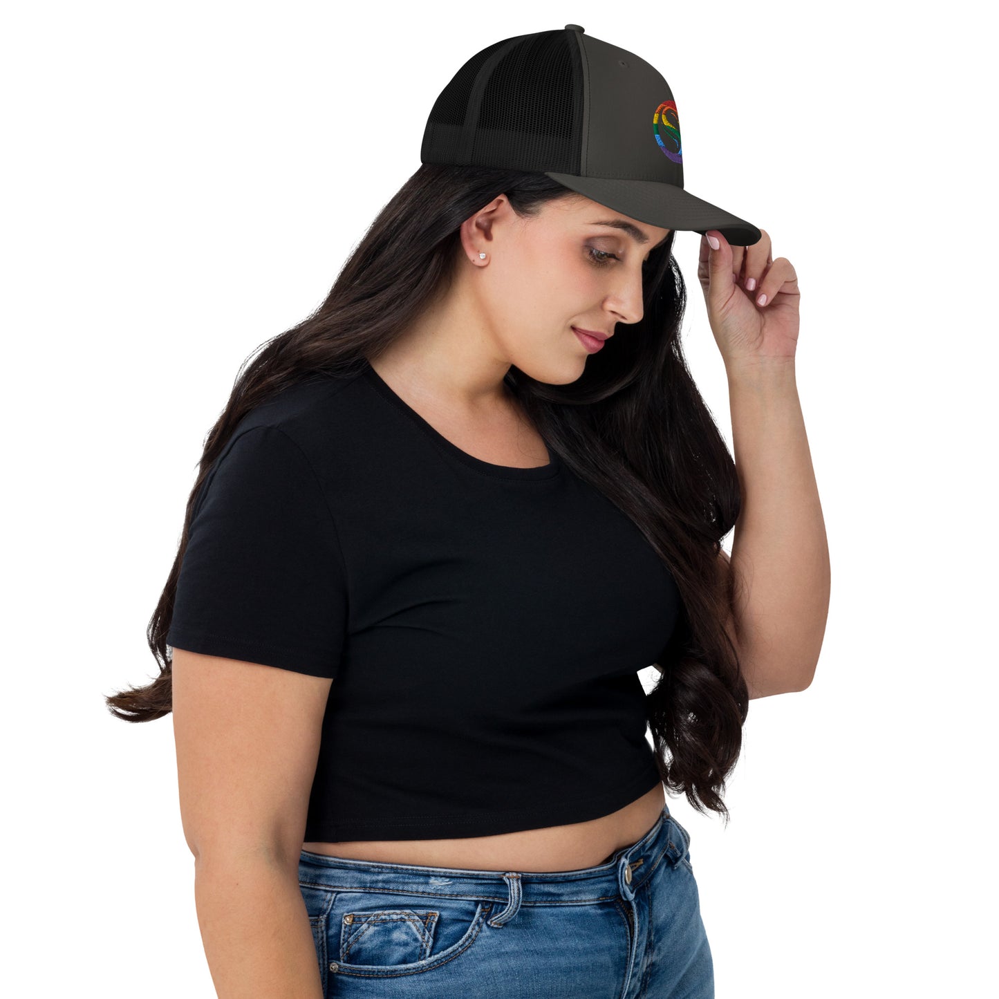 Rainbow Embroidered Trucker Cap