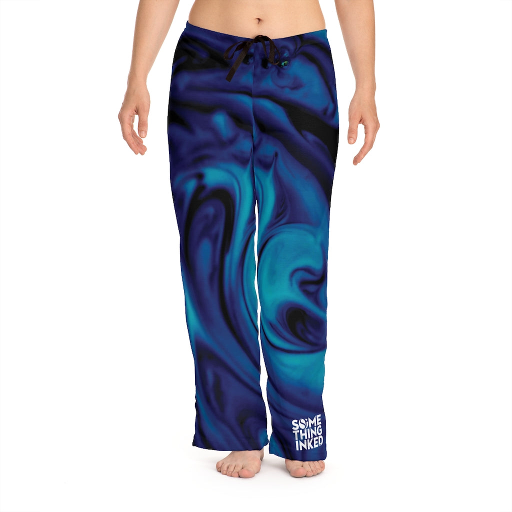 Ink Swirl Dark Women's Pajama Pants (AOP)